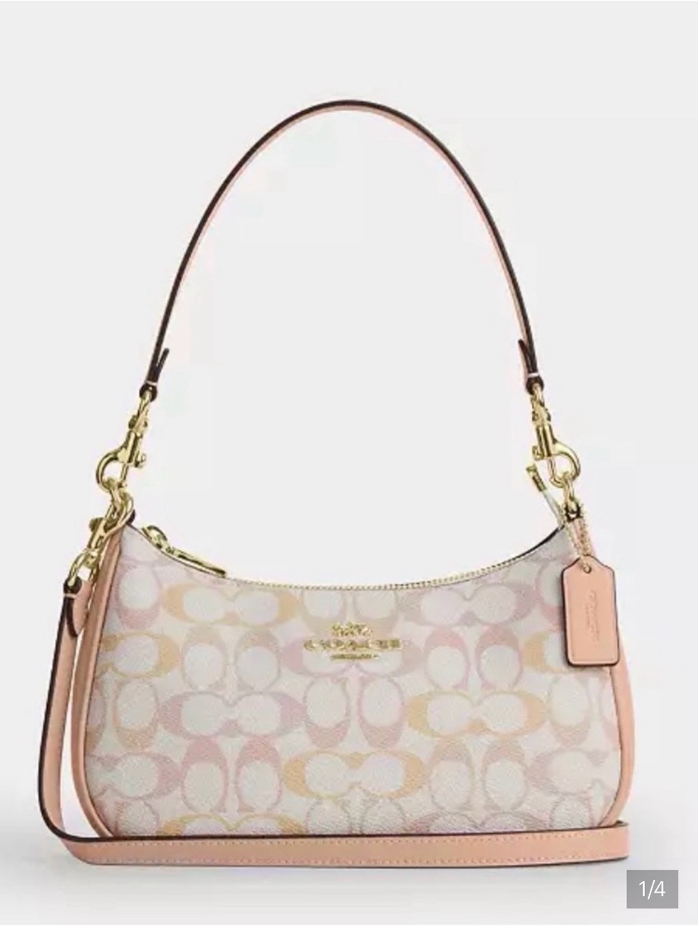 Coach Signature Pastel mini Teri Pink & Cream Shoulder Bag